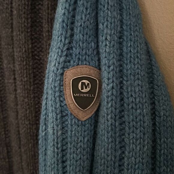 Merril Wool Pullover Sweater 1/3 zip XL Two toned Blue - Picture 2 of 8